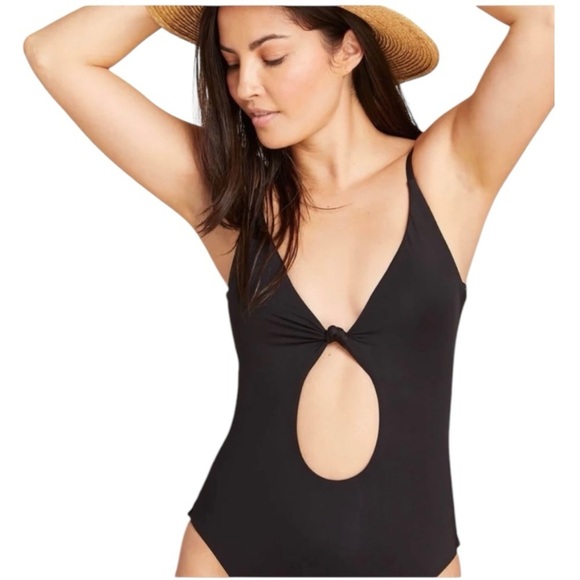 Andie The Santorini One Piece Swimsuit Solid Black Size  $112 MSRP NEW Cutout - Picture 1 of 12